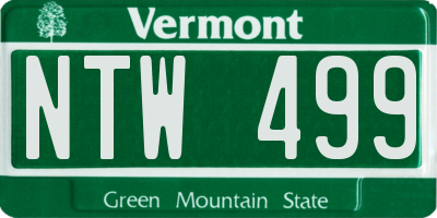 VT license plate NTW499