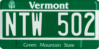 VT license plate NTW502