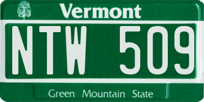 VT license plate NTW509