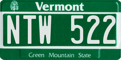 VT license plate NTW522