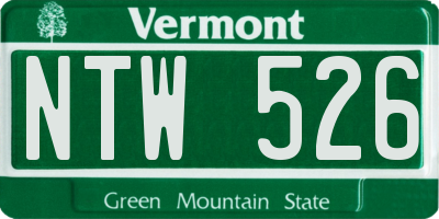 VT license plate NTW526