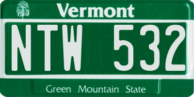 VT license plate NTW532