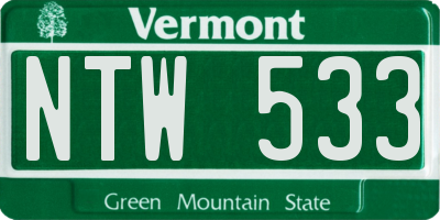 VT license plate NTW533