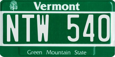 VT license plate NTW540