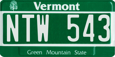 VT license plate NTW543