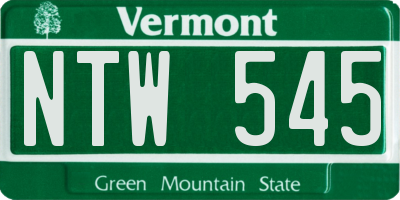 VT license plate NTW545