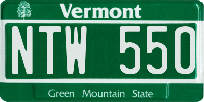 VT license plate NTW550