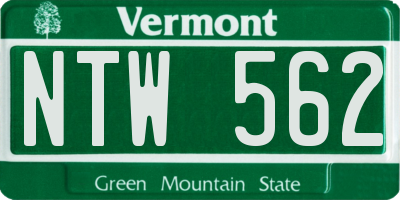 VT license plate NTW562