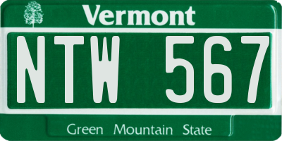 VT license plate NTW567