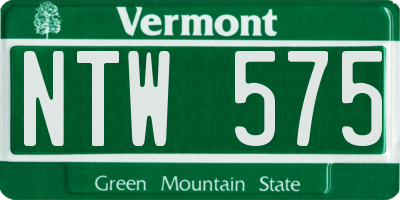 VT license plate NTW575