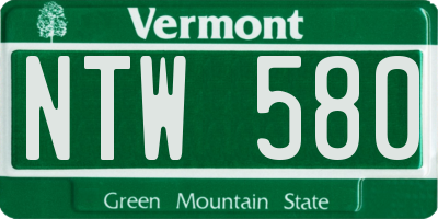 VT license plate NTW580