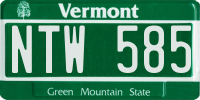 VT license plate NTW585