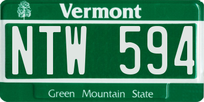 VT license plate NTW594