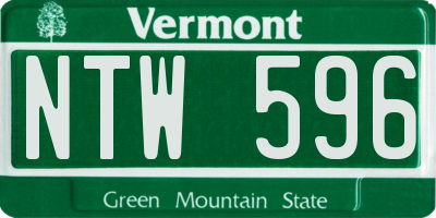 VT license plate NTW596