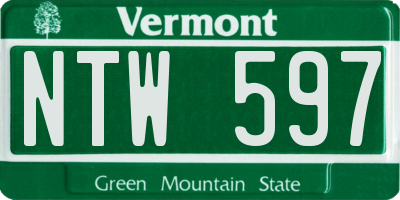 VT license plate NTW597
