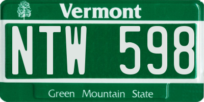 VT license plate NTW598