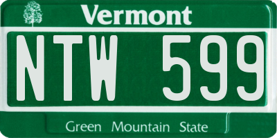 VT license plate NTW599