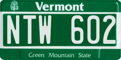 VT license plate NTW602