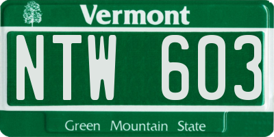 VT license plate NTW603