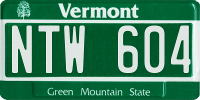 VT license plate NTW604