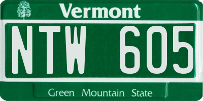 VT license plate NTW605