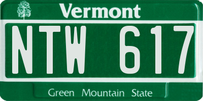 VT license plate NTW617