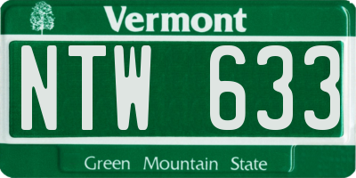 VT license plate NTW633