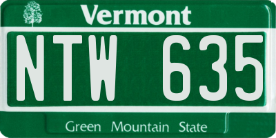 VT license plate NTW635