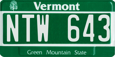 VT license plate NTW643