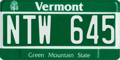 VT license plate NTW645