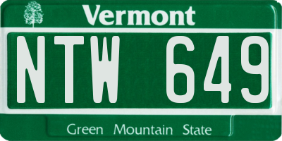 VT license plate NTW649