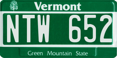 VT license plate NTW652