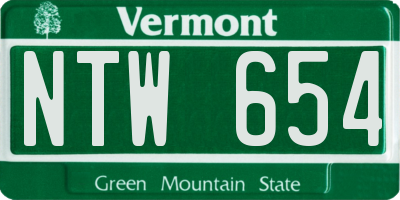 VT license plate NTW654