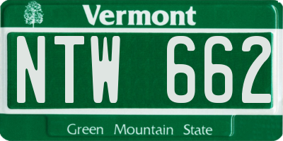 VT license plate NTW662