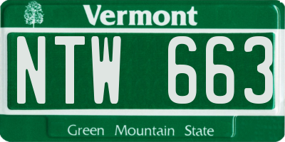 VT license plate NTW663