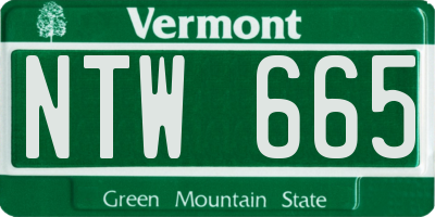 VT license plate NTW665