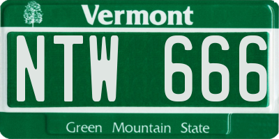 VT license plate NTW666