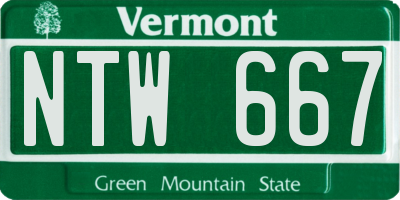 VT license plate NTW667