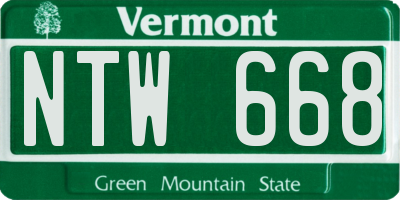 VT license plate NTW668