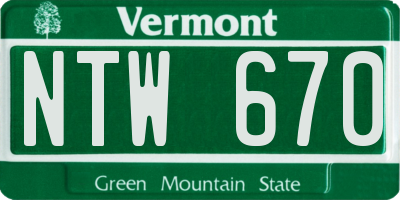 VT license plate NTW670