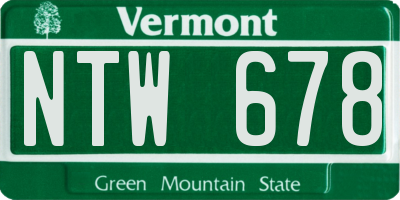 VT license plate NTW678