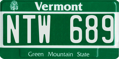 VT license plate NTW689