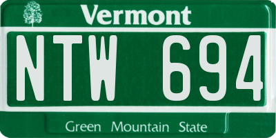 VT license plate NTW694