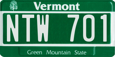 VT license plate NTW701