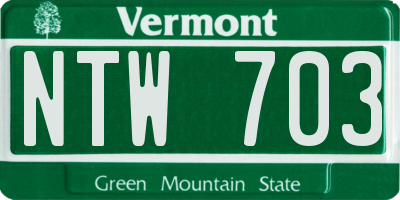 VT license plate NTW703