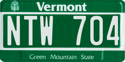 VT license plate NTW704