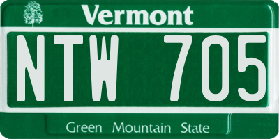 VT license plate NTW705