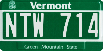 VT license plate NTW714