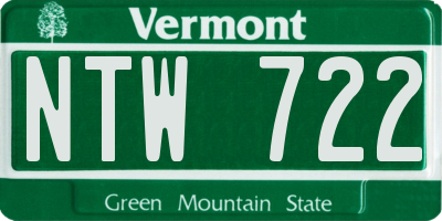 VT license plate NTW722
