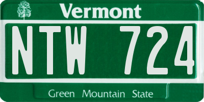 VT license plate NTW724
